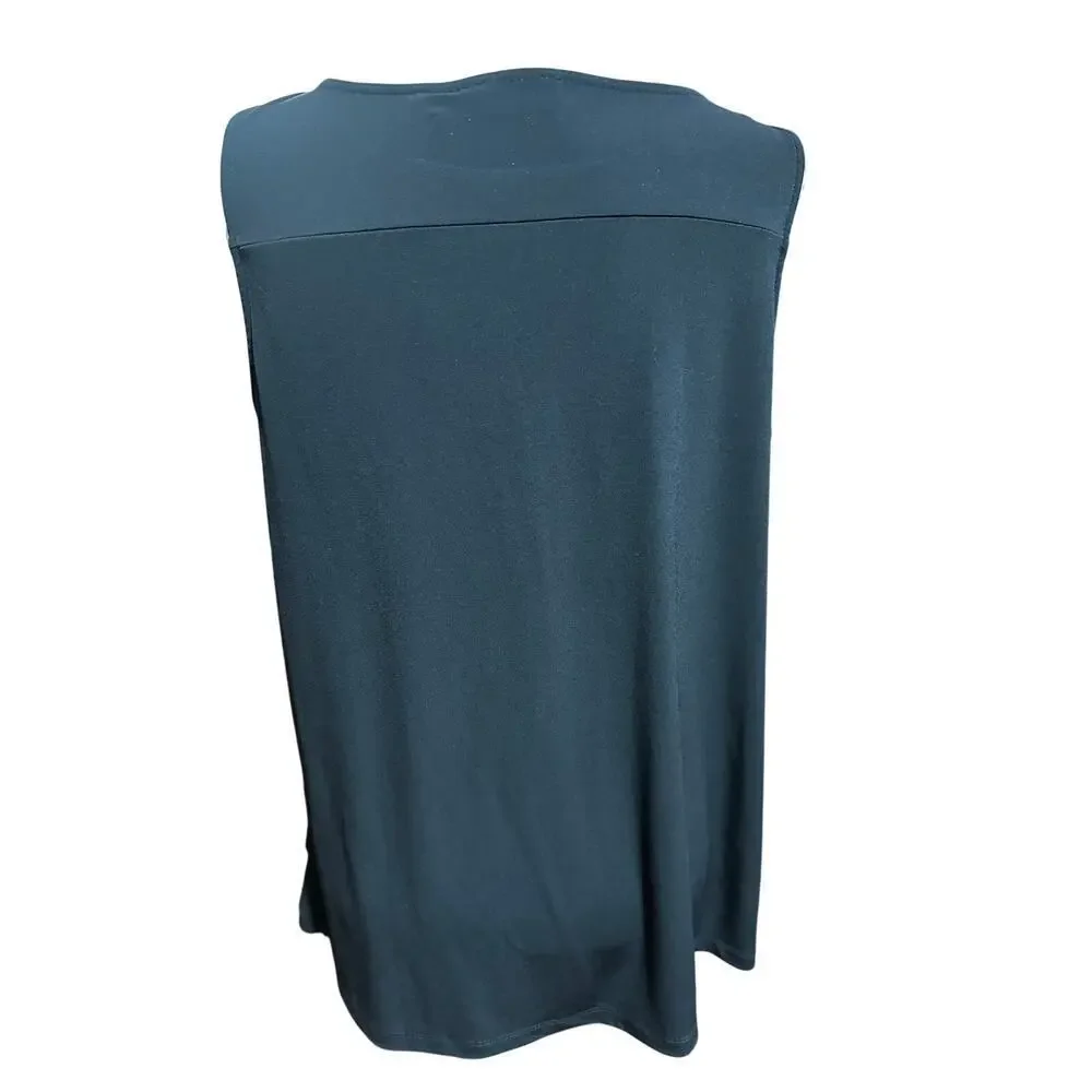 Susan Graver Top Sleeveless Liquid Knit Black L Layering Capsule Minamalist - Picture 3 of 8